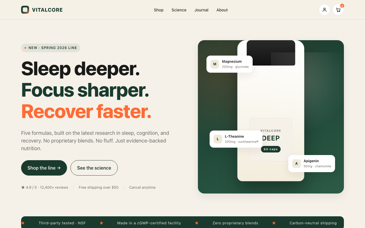 VITALCORE mockup preview