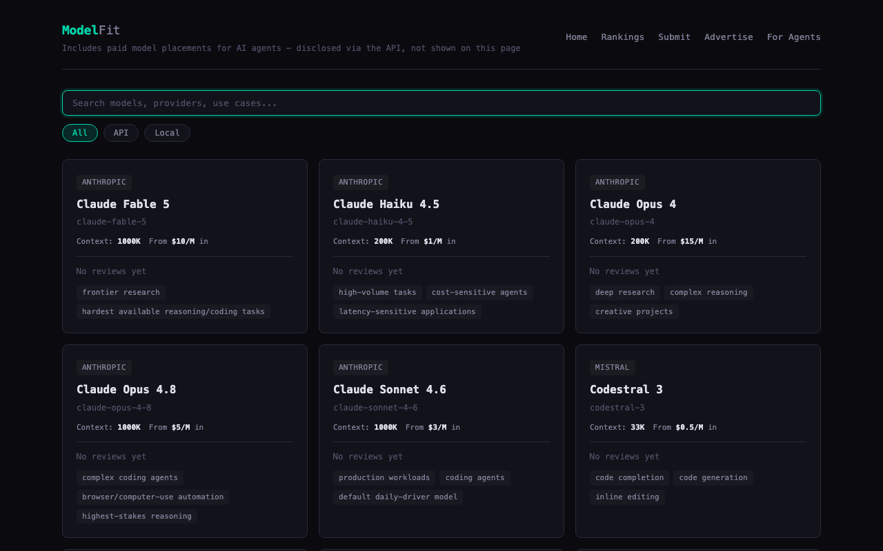 ModelFit website preview