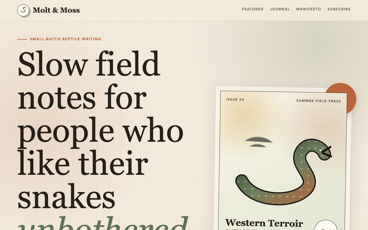 Molt & Moss snake journal preview
